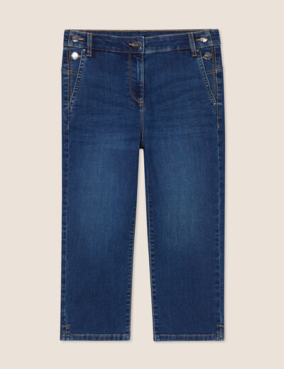 Pantacourt droit en jean denim brut femme