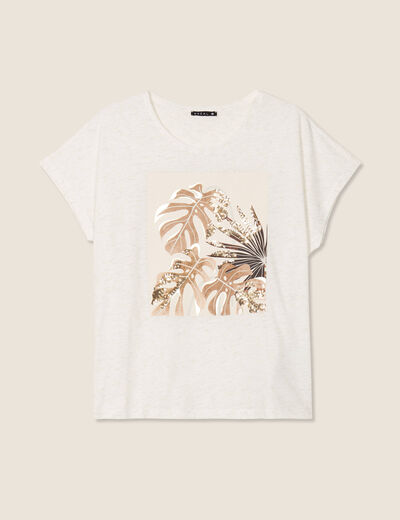 T-shirt manches courtes ecru femme