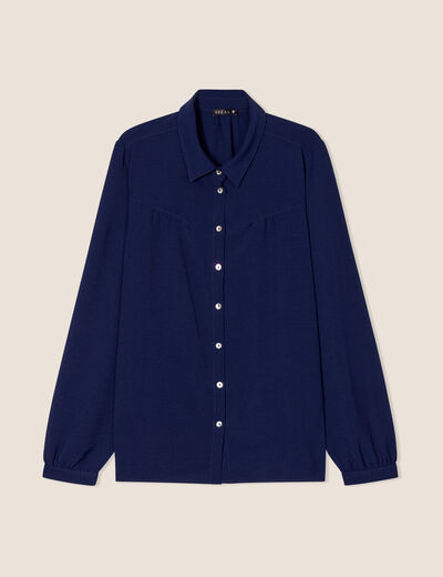 Chemise manches longues bleu marine femme