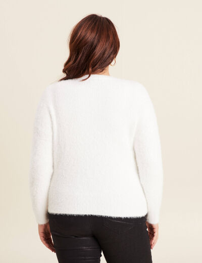 Pull manches longues blanc femme