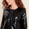 Blouson ajusté simili cuir noir femme