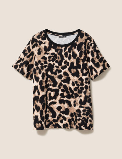 T-shirt en coton manches courtes beige clair femme