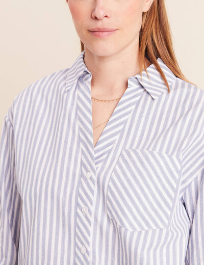 Chemise manches 3/4 bleu femme