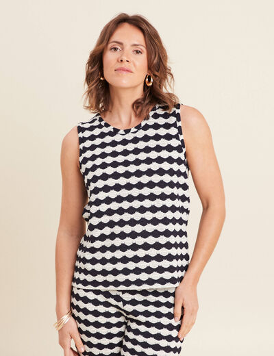 Débardeur cintré sans manches bleu marine femme