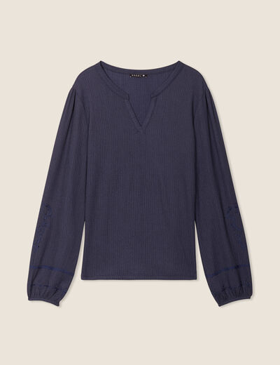 Blouse manches longues bleu foncé femme