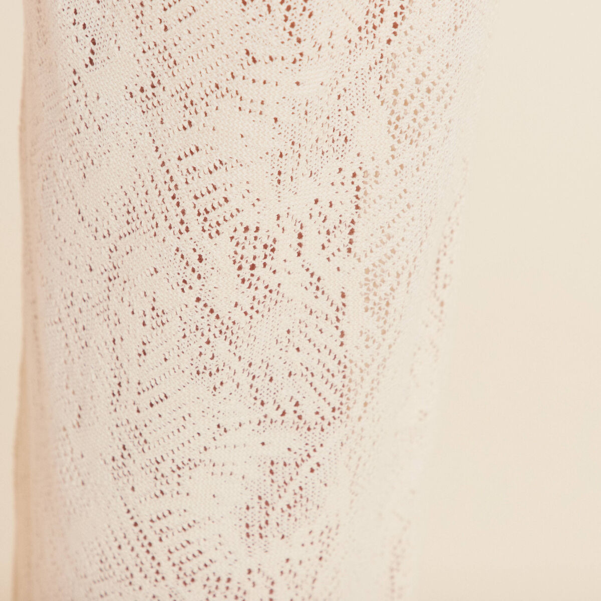 Pantalon large taille basculée ecru femme