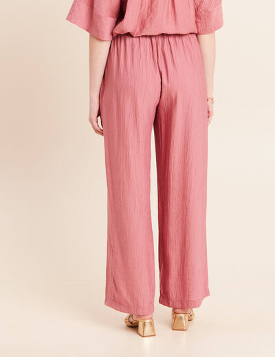 Pantalon fluide taille haute mauve femme