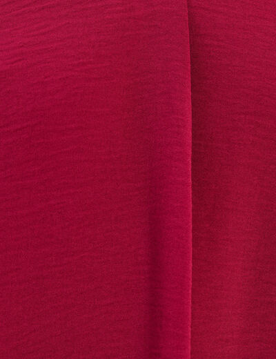 T-shirt bi-mati&egrave;re manches courtes rouge fonc&eacute; femme