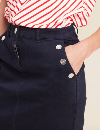 Jupe droite longueur genou bleu foncé femme