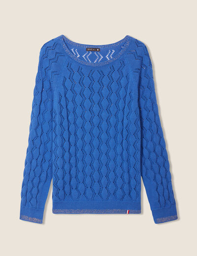 Pull confectionné en France bleu electrique femme