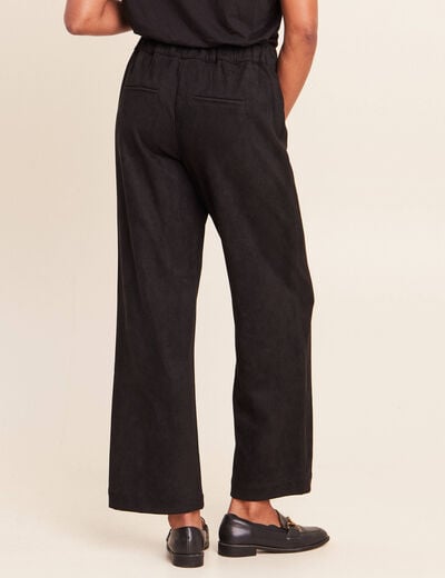 Pantalon aspect daim noir femme