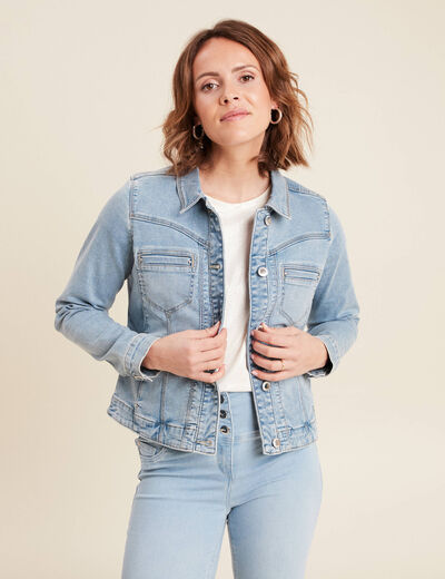 Blouson en jean denim baby bleu femme