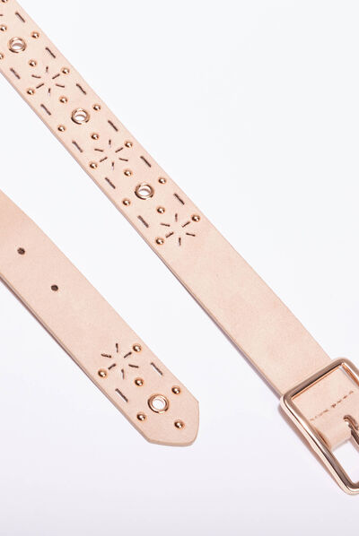 Ceinture clous et oeillets sable femme