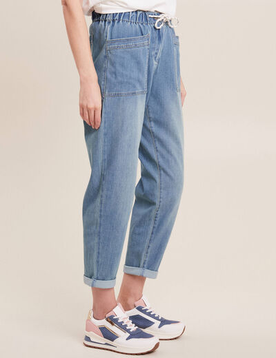 Jean coupe mom 7/8&egrave;me denim double stone femme