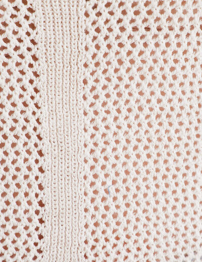 Pull manches courtes ajouré ecru femme