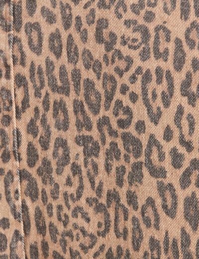 Robe courte droite imprim&eacute;e l&eacute;opard marron femme