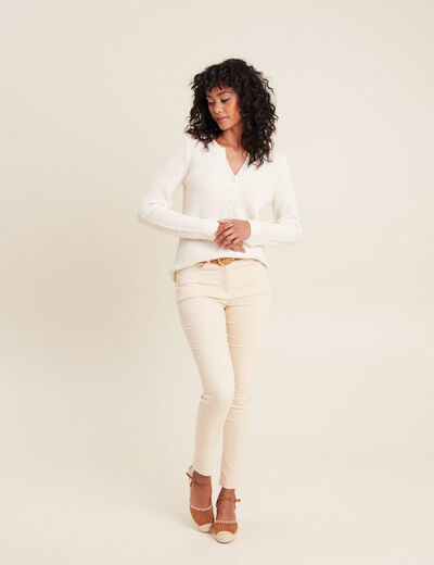 Pull manches longues ecru femme