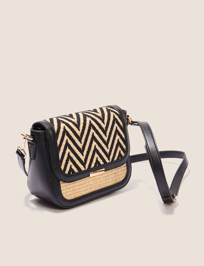 Sac rectangulaire à rabat noir femme