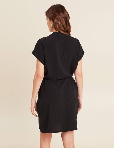 Robe droite ceinture nouée noir femme