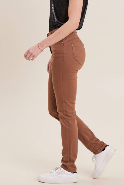 Jean magique ajusté taille standard marron femme