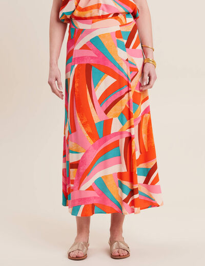 Jupe longue évasée multicolore femme