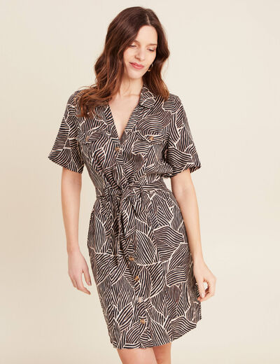 Robe droite ceinturée noir femme