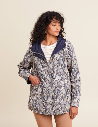 parka cintrée réversible à capuche beige femme