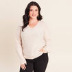 Pull col v manches longues &agrave; sequins couleur or femme