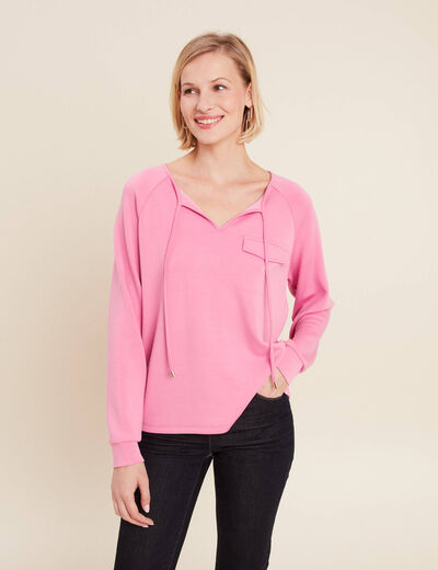 Sweat manches longues rose femme