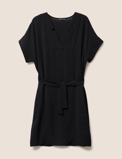 Robe fluide manches courtes noir femme