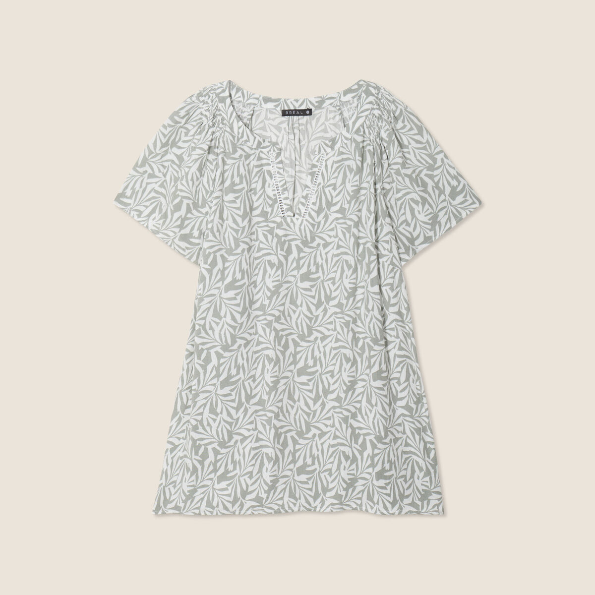Blouse manches courtes vert kaki femme