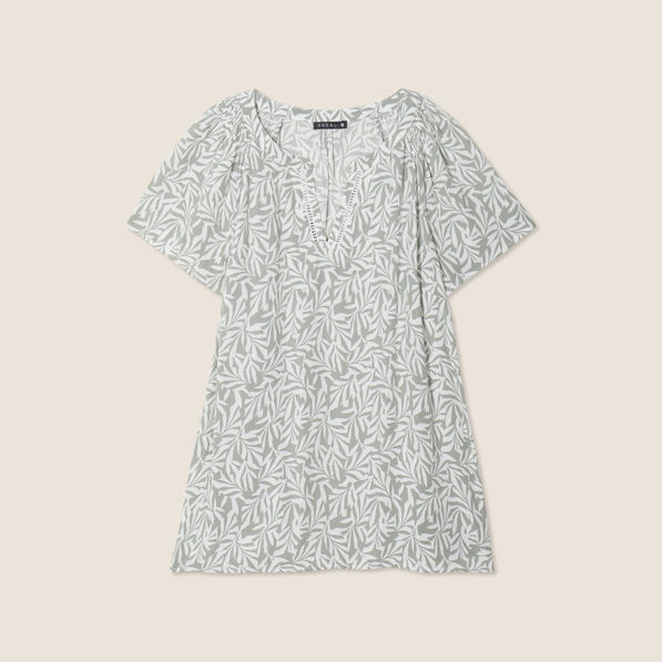 Blouse manches courtes vert kaki femme