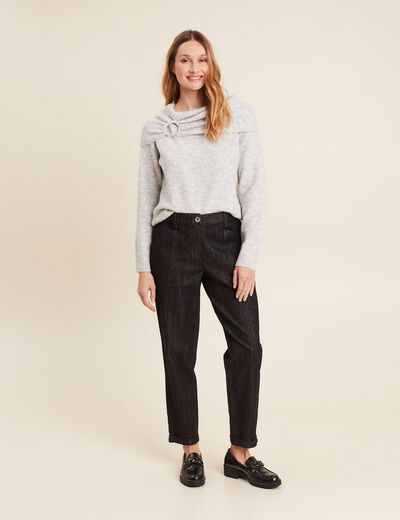 Jean carotte taille basculée noir femme