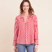 Chemise droite longue fluide col chemise rouge femme
