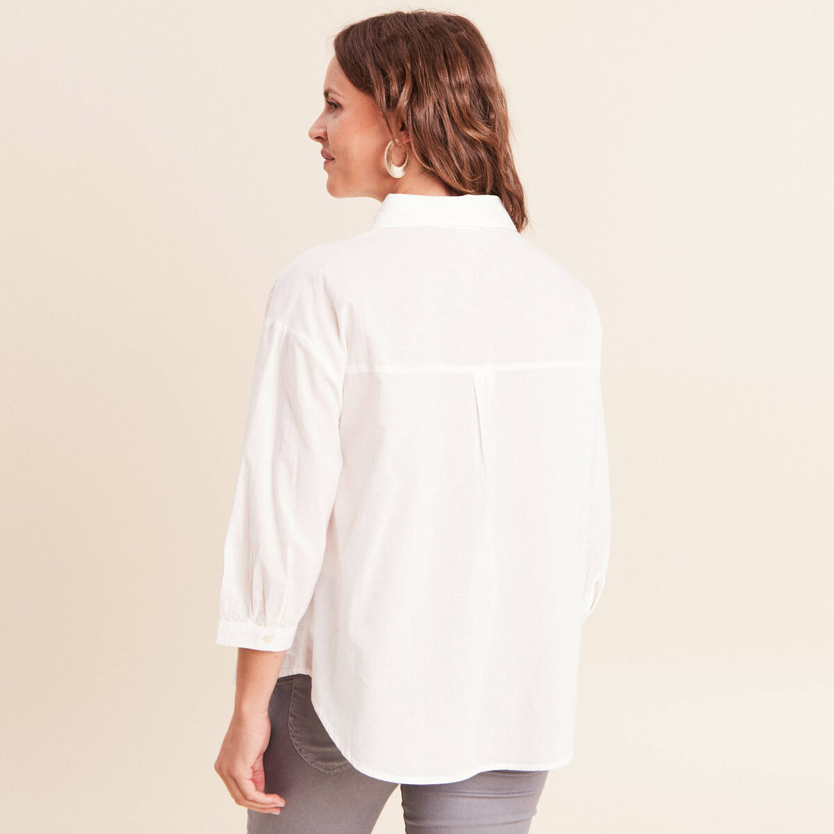 Chemise ample manches 3/4 col chemise ecru femme