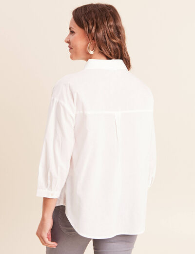 Chemise ample manches 3/4 col chemise ecru femme