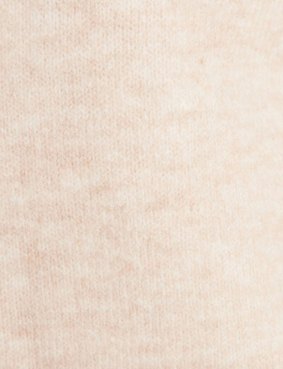 Gilet droit mi-long col rond beige femme