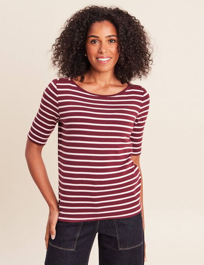 T-shirt col bateau rose femme