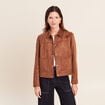 Veste courte doubl&eacute;e marron fonc&eacute; femme