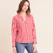 Chemise droite longue fluide col chemise rouge femme