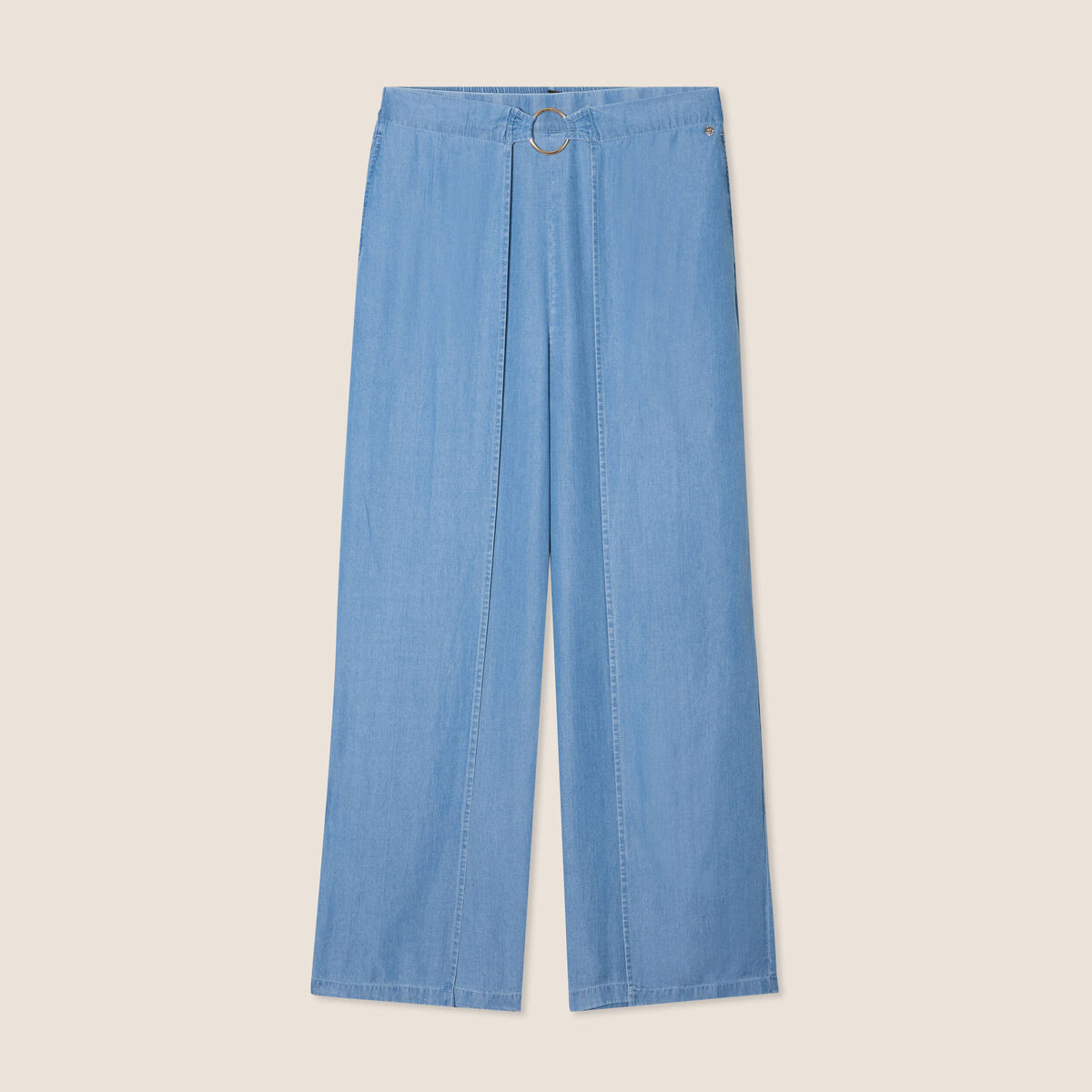 Pantalon large avec pans denim double stone femme