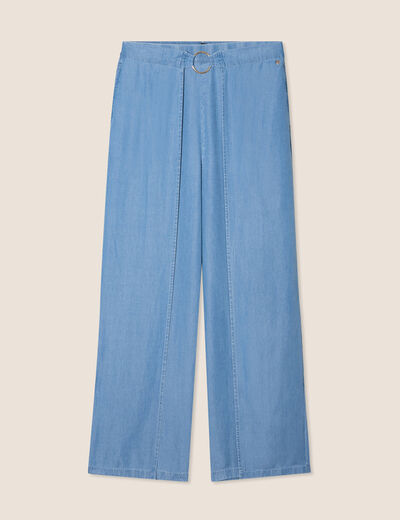 Pantalon large avec pans denim double stone femme