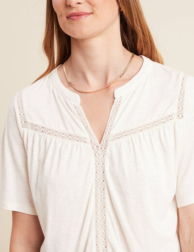 T-shirt manches courtes ecru femme
