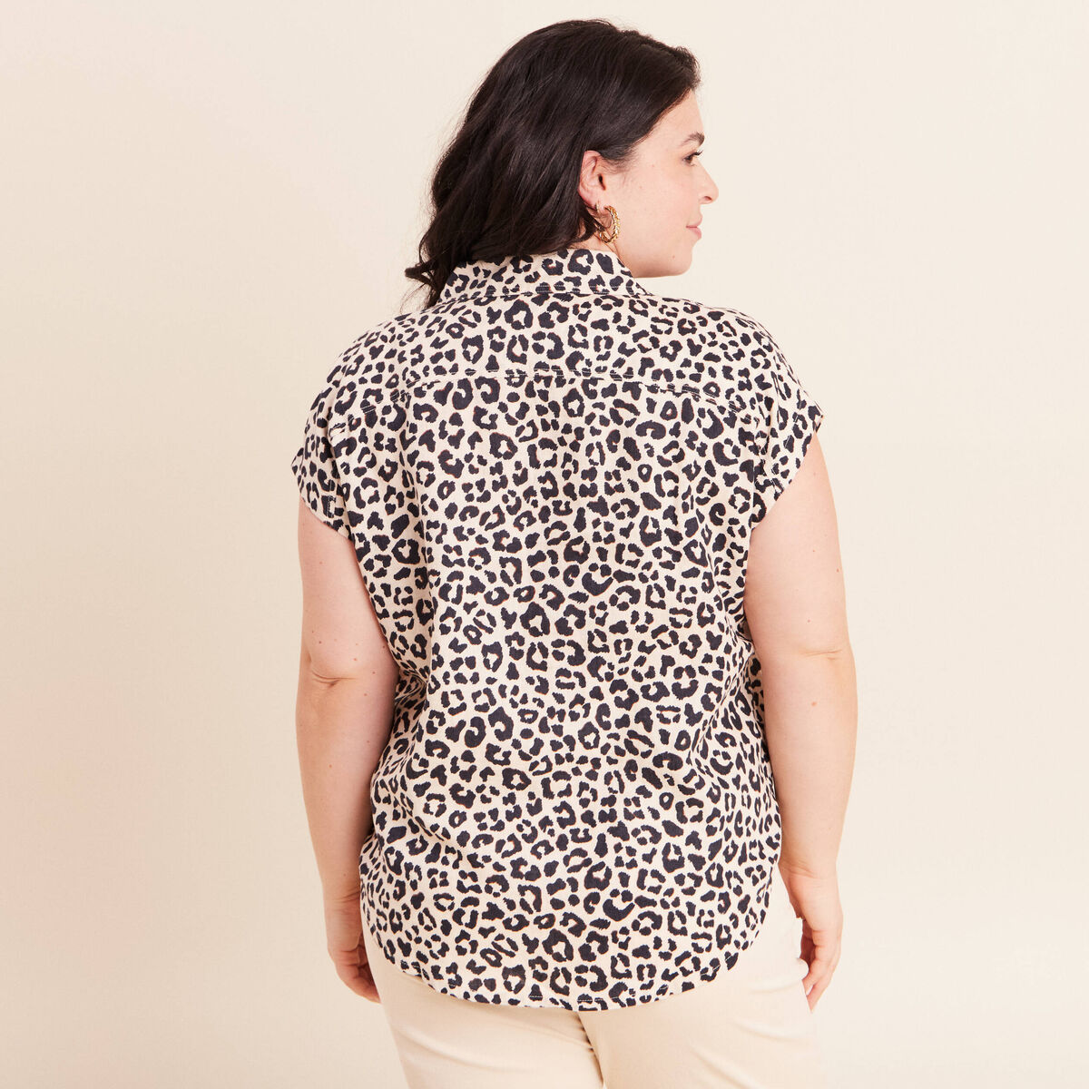 Chemise sans manches sable femme