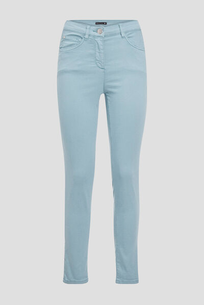 Pantalon léger taille standard 7/8ème bleu canard femme