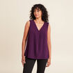 Blouse sans manches col v fluide prune femme