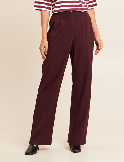 Pantalon large taille standard bordeaux femme