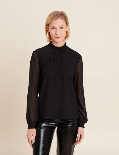 Blouse manches longues noir femme