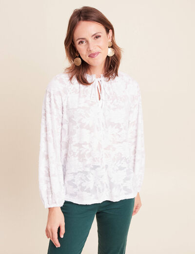 Blouse f&eacute;minine manches longues blanc femme