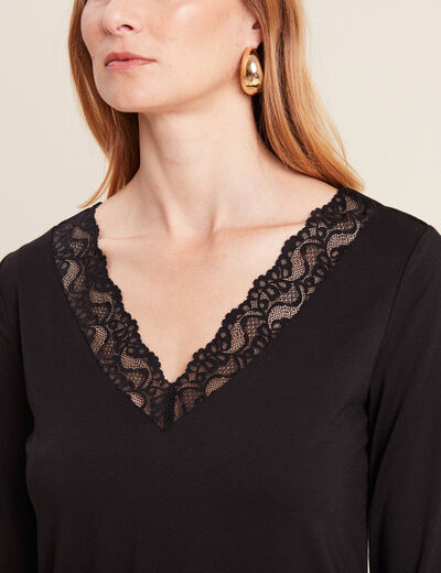 T-shirt thermo-douceur manches longues noir femme